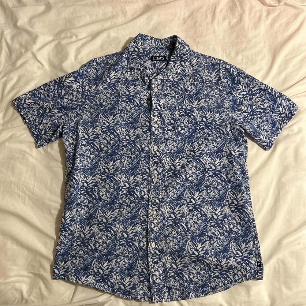 Chaps Blue and White Floral Men's Shirt